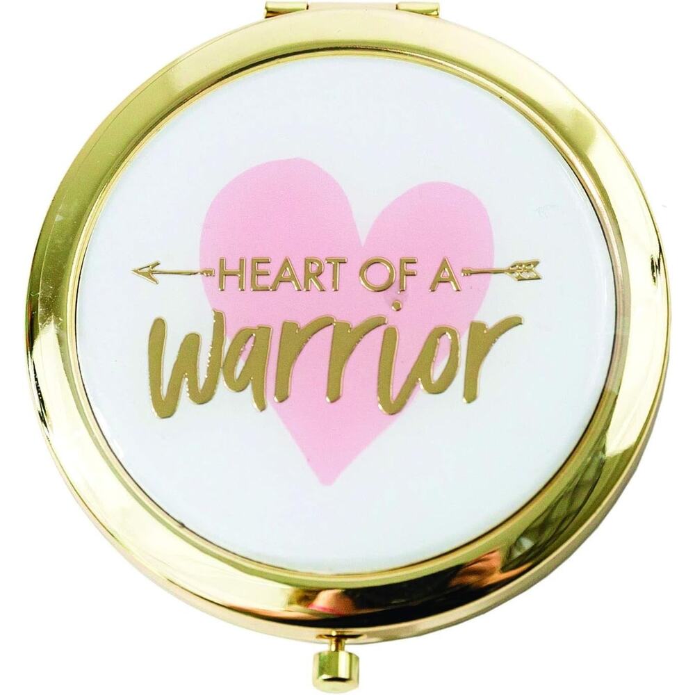 Mary Square HEART OF A WARRIOR Compact Mirror - Pink and White NEW